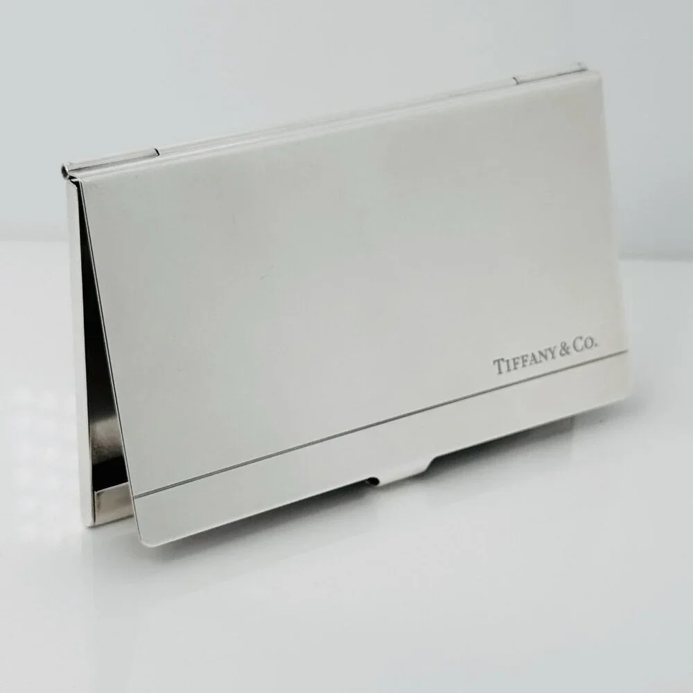 Tiffany & Co Striped Pocket Business Card Holder in Sterling Silver